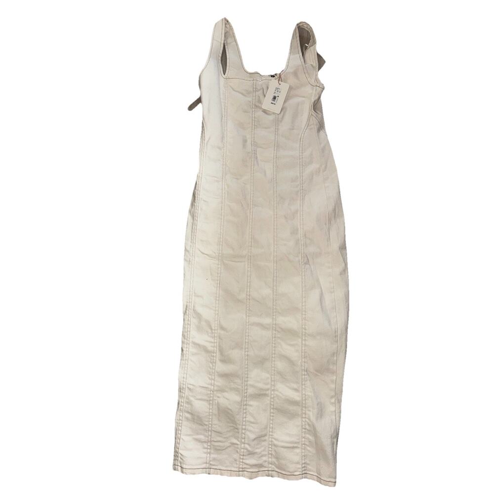 NWT Gianni Bini White Denim Dress Medium Long (AJ8)